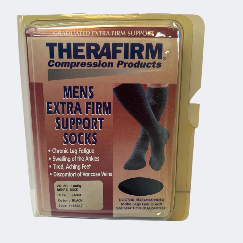 Therafirm Men's Extra Firm Support Socks Black Large